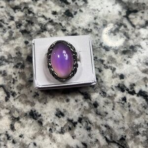 Elegant Silver Oval Mood Ring in a box & mesh bag
